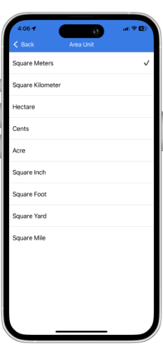 Choose from Different Area Units